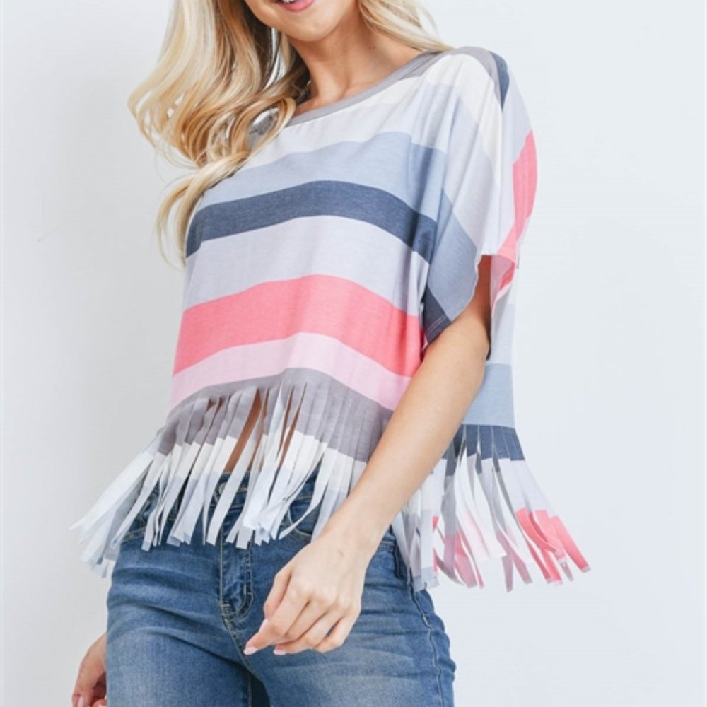 Closet Cleanout! New Striped Fringe Top